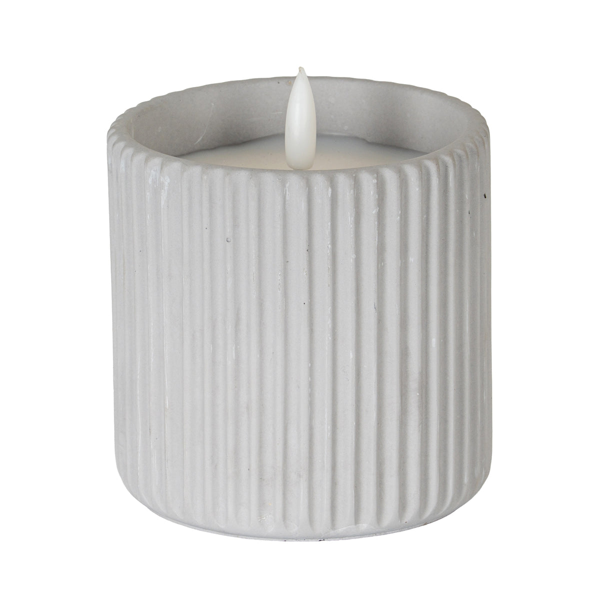 Luxe Collection Natural Glow Chalk Ribbed Large Led Candle - GREY