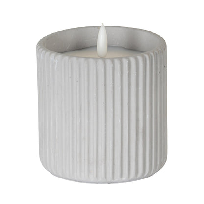 Luxe Collection Natural Glow Chalk Ribbed Large Led Candle - GREY