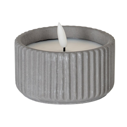 Luxe Collection Natural Glow Ribbed Small Led Candle - GREY