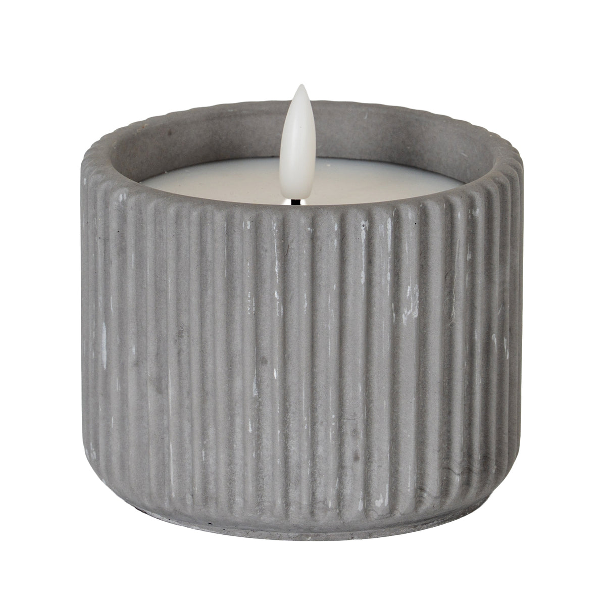 Luxe Collection Natural Glow Grey Ribbed Medium Led Candle