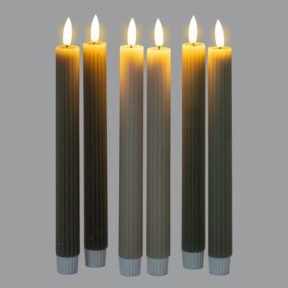 Luxe Collection Natural Glow Taupe Ribbed Taper Candles