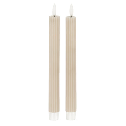 Luxe Collection Natural Glow Taupe Ribbed Taper Candles