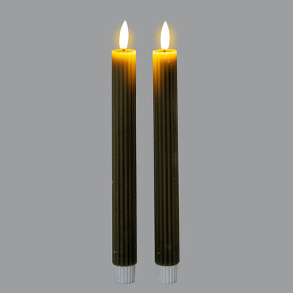 Luxe Collection Natural Glow Grey Ribbed Taper Candles