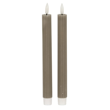 Luxe Collection Natural Glow Grey Ribbed Taper Candles