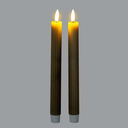 Luxe Collection Natural Glow Sage Ribbed Taper Candles