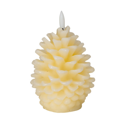 Luxe Collection Natural Glow Cream Pinecone LED Wax Candle