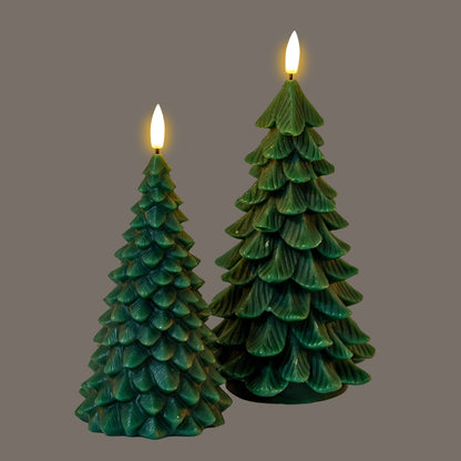 Luxe Collection Natural Glow Green Large Tree LED Wax Candle - CREAM