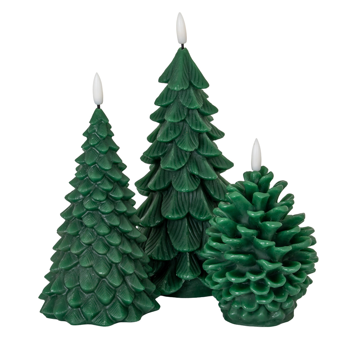 Luxe Collection Natural Glow Green Large Tree LED Wax Candle - CREAM