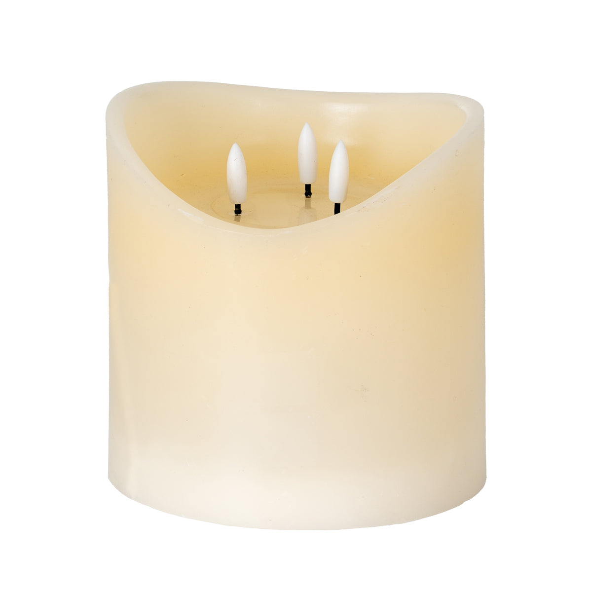 Luxe Collection Natural Glow 6x6 Cream Melted LED Candle
