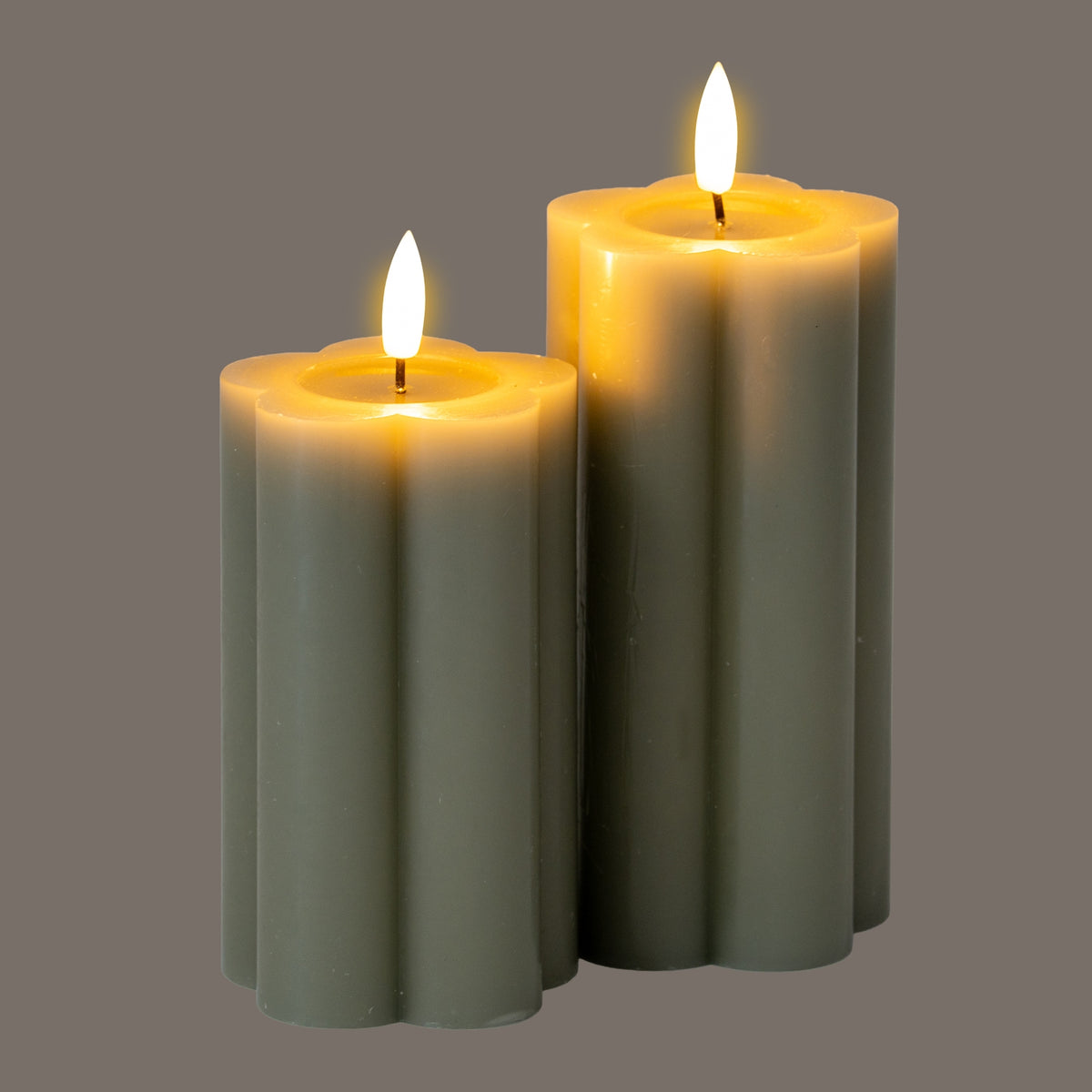 Luxe Collection Natural Glow 2.75x6 Grey Pillar LED Candle