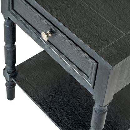 Contour Collection 1 Drawer Side Table - BLACK