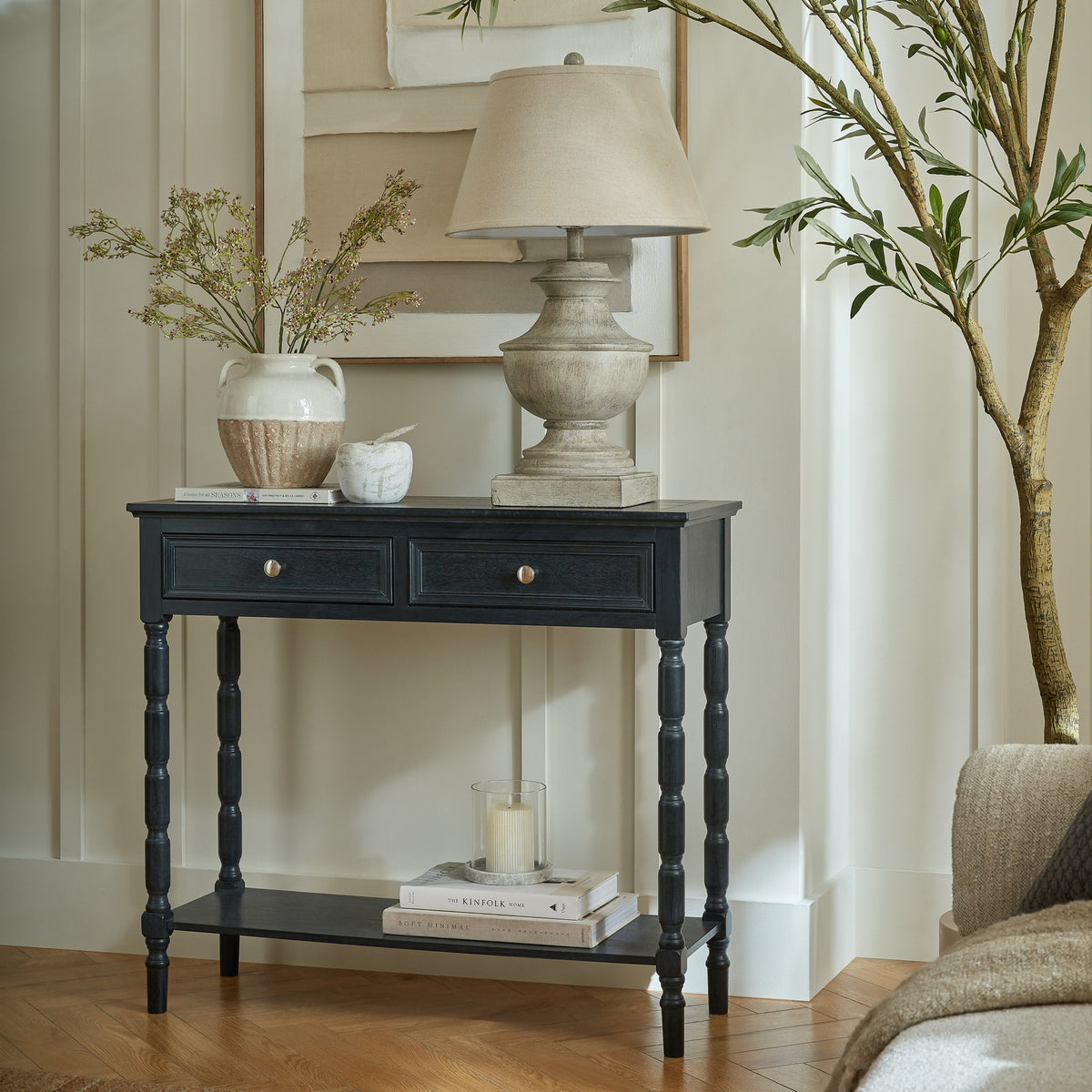 Contour Collection 2 Drawer Console - BLACK