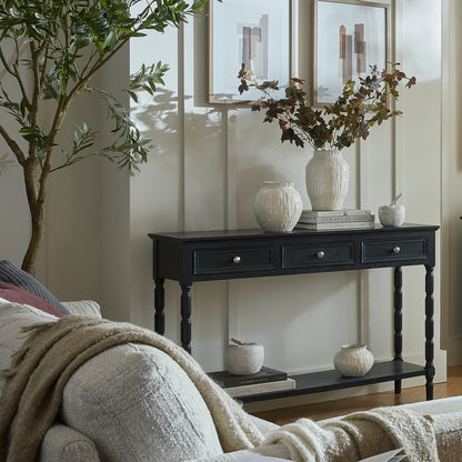 Contour Collection 3 Drawer Console - BLACK