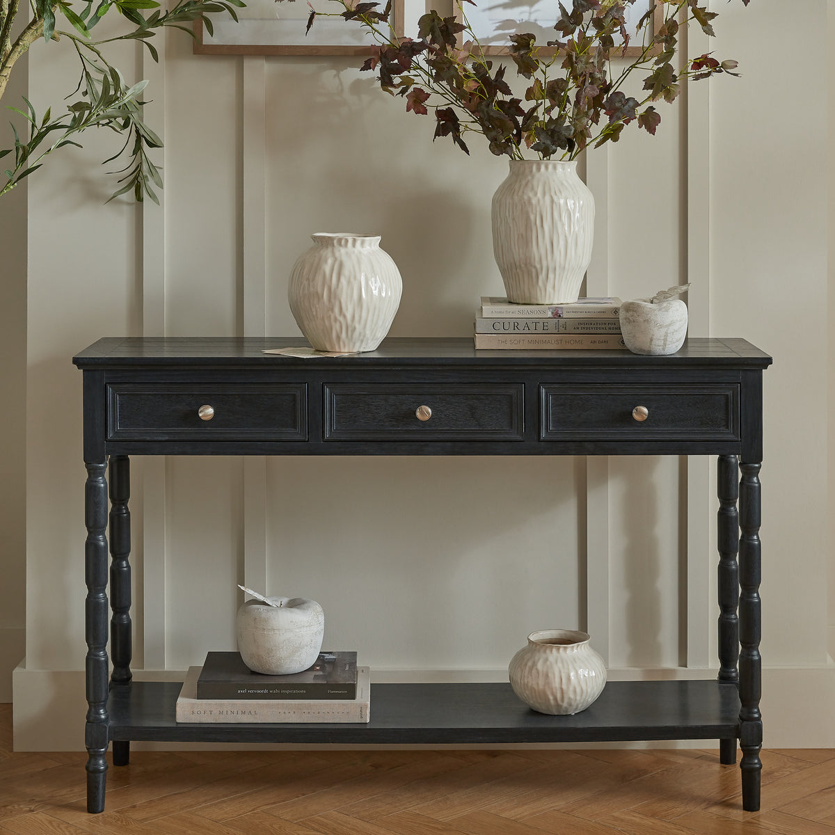 Contour Collection 3 Drawer Console - BLACK