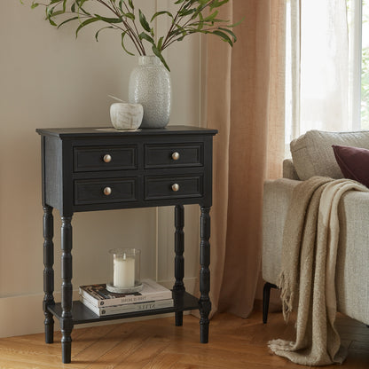 Contour Collection 4 Drawer Side Table - BLACK