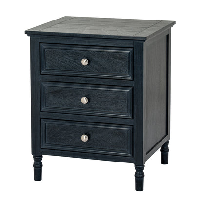 Contour Collection 3 Drawer Side Table - BLACK