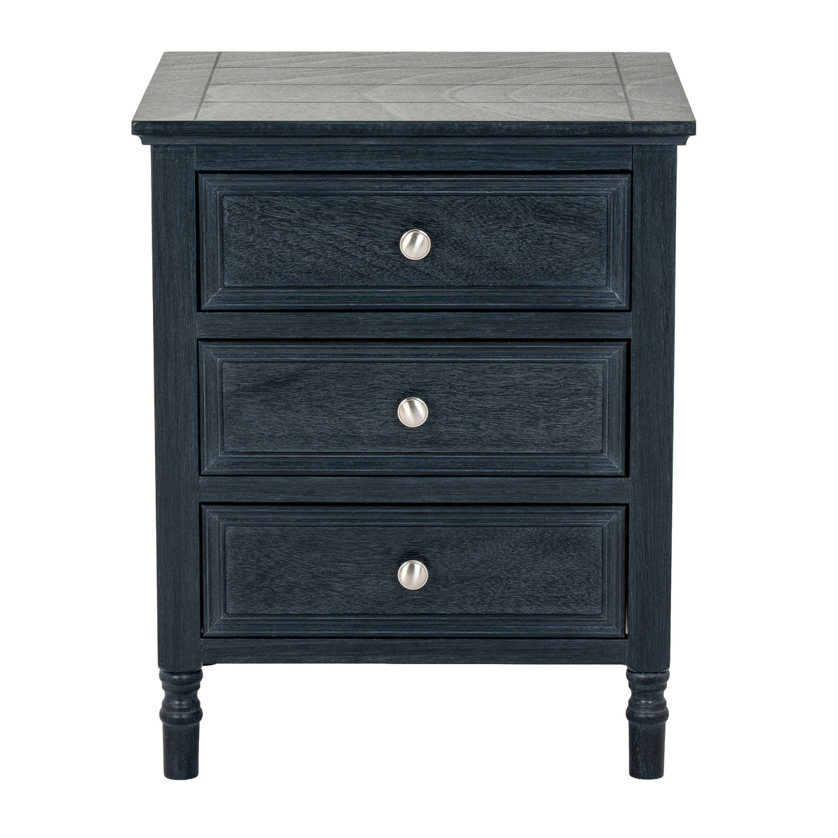 Contour Collection 3 Drawer Side Table - BLACK