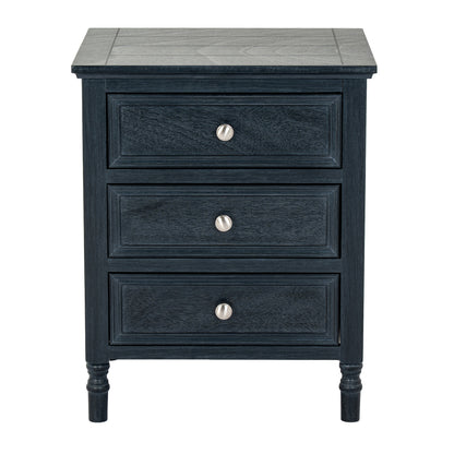 Contour Collection 3 Drawer Side Table - BLACK