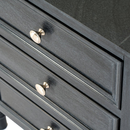 Contour Collection 3 Drawer Side Table - BLACK