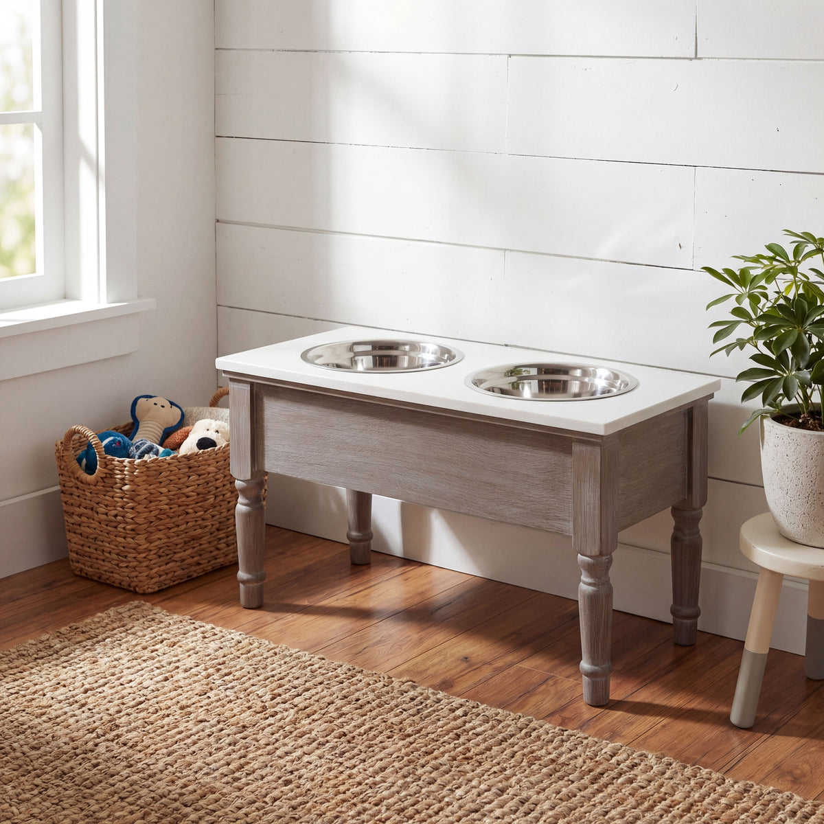 Serene Collection Pet Feeder Table - GREY