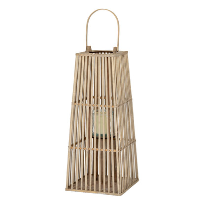 Medium Silo Wicker Lantern With Glass Holder - BROWN