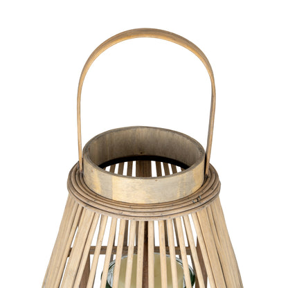 Medium Peardrop Wicker Lantern With Glass Holder - BROWN