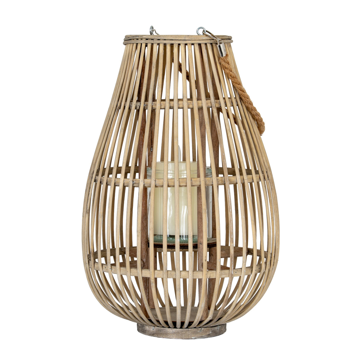 Medium Ellipse Lantern With Glass Holder - BROWN