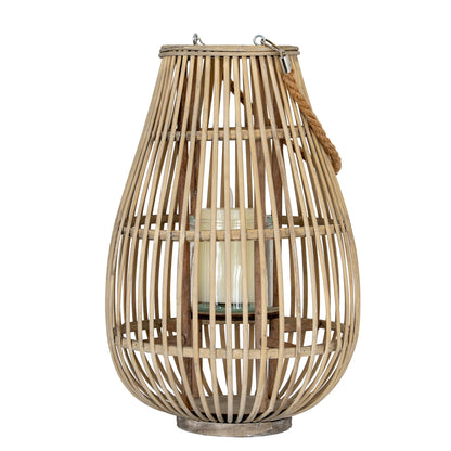 Medium Ellipse Lantern With Glass Holder - BROWN