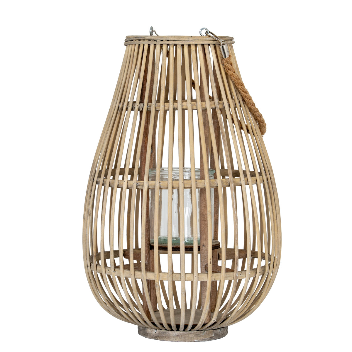 Medium Ellipse Lantern With Glass Holder - BROWN