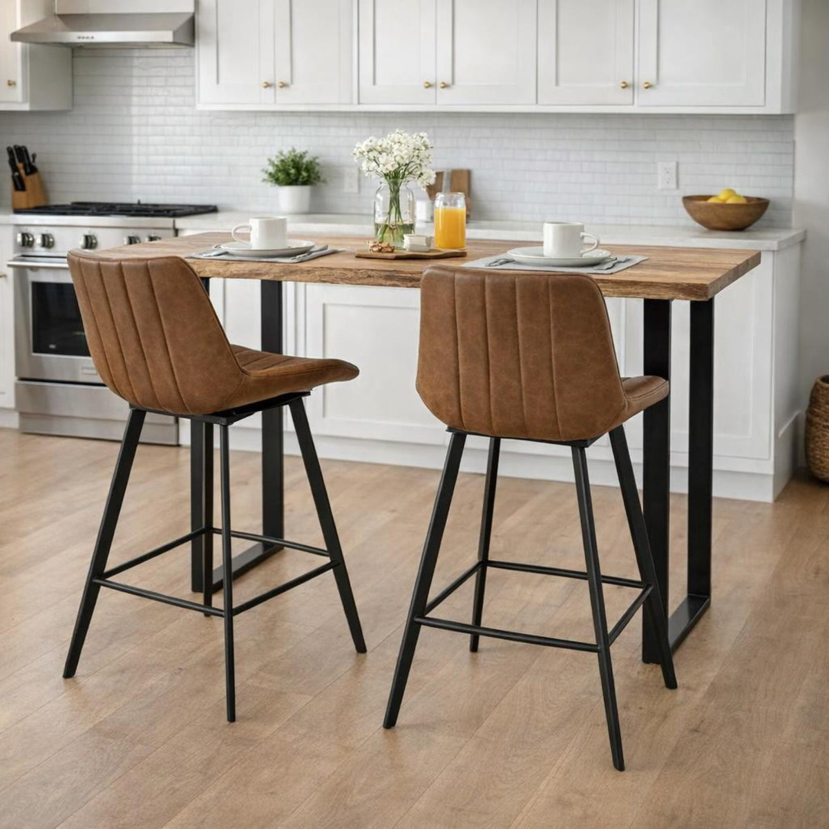 Malmo Tan Swivel Bar Stool - BROWN