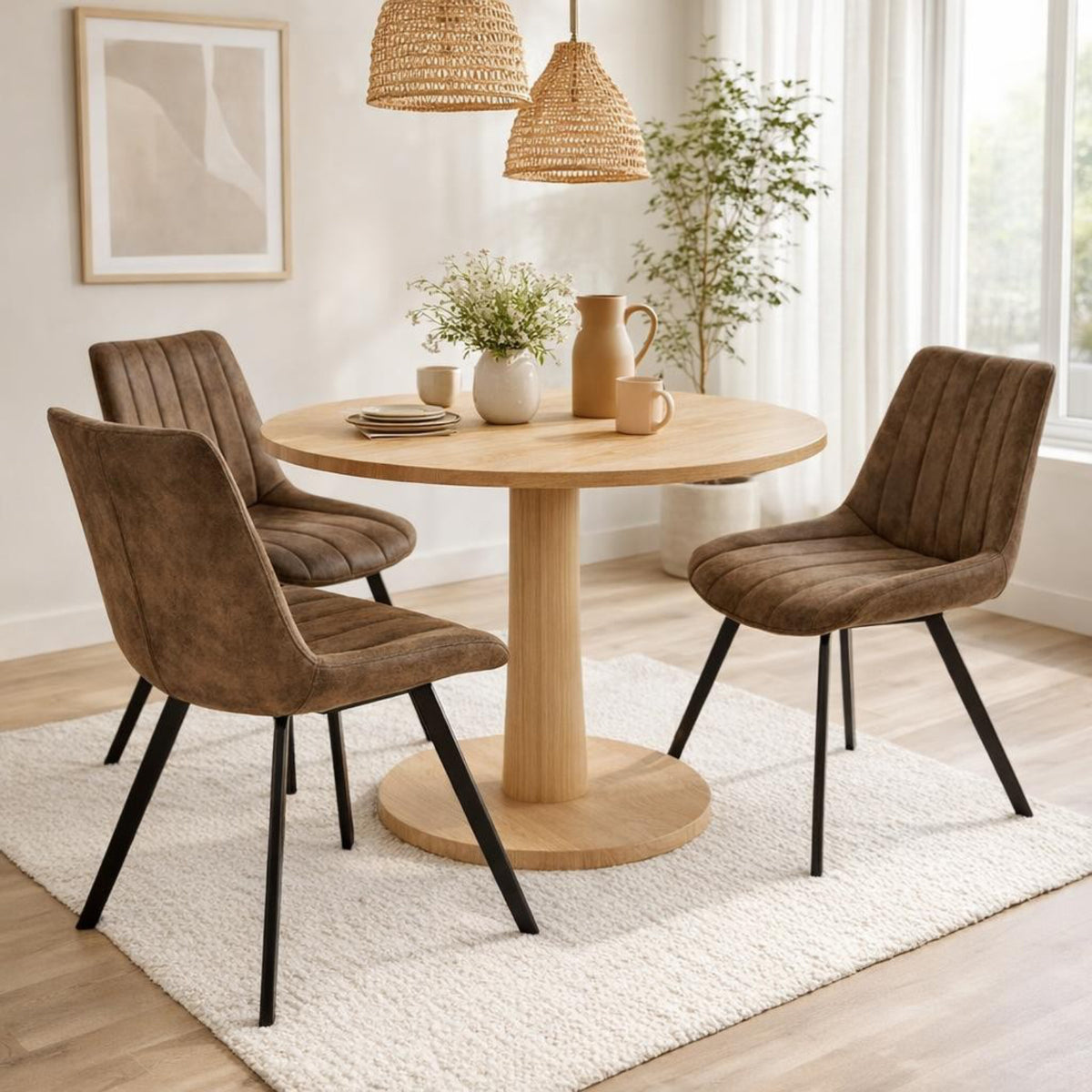 Malmo Coffee Swivel Dining Chair - DARK BROWN