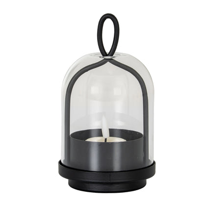 Nyx Large Candle Holder With Glass Cloche - BLACK