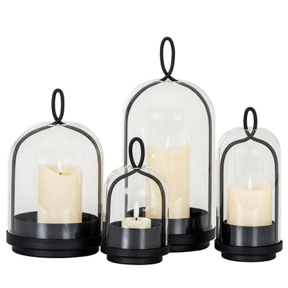 Nyx Large Candle Holder With Glass Cloche - BLACK