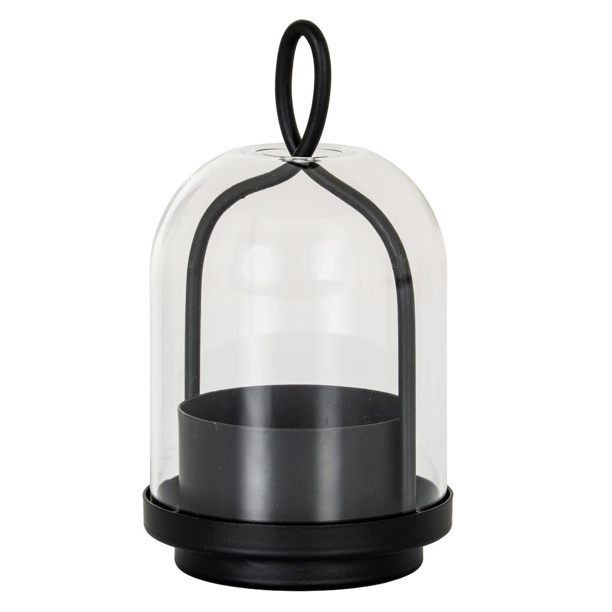 Nyx Large Candle Holder With Glass Cloche - BLACK
