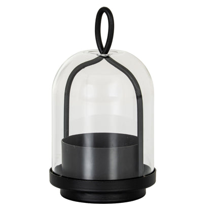 Nyx Large Candle Holder With Glass Cloche - BLACK
