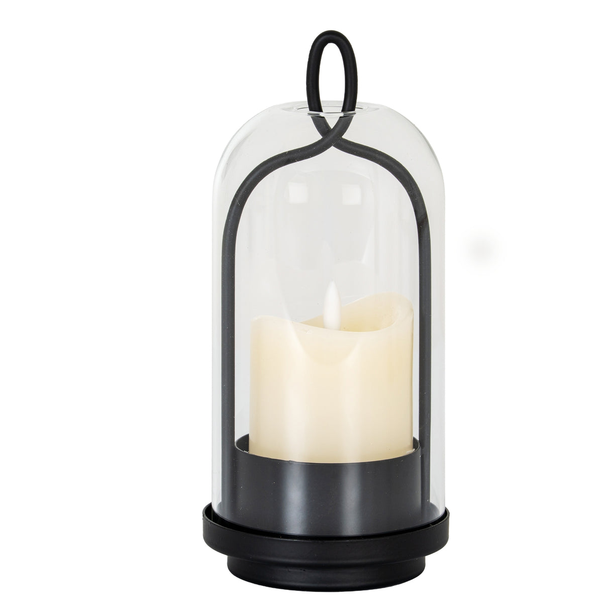 Nyx Medium Candle Holder With Glass Cloche - BLACK