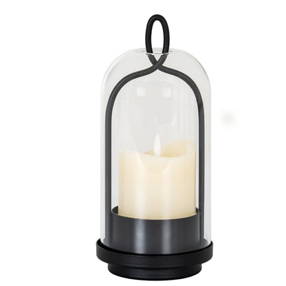Nyx Medium Candle Holder With Glass Cloche - BLACK
