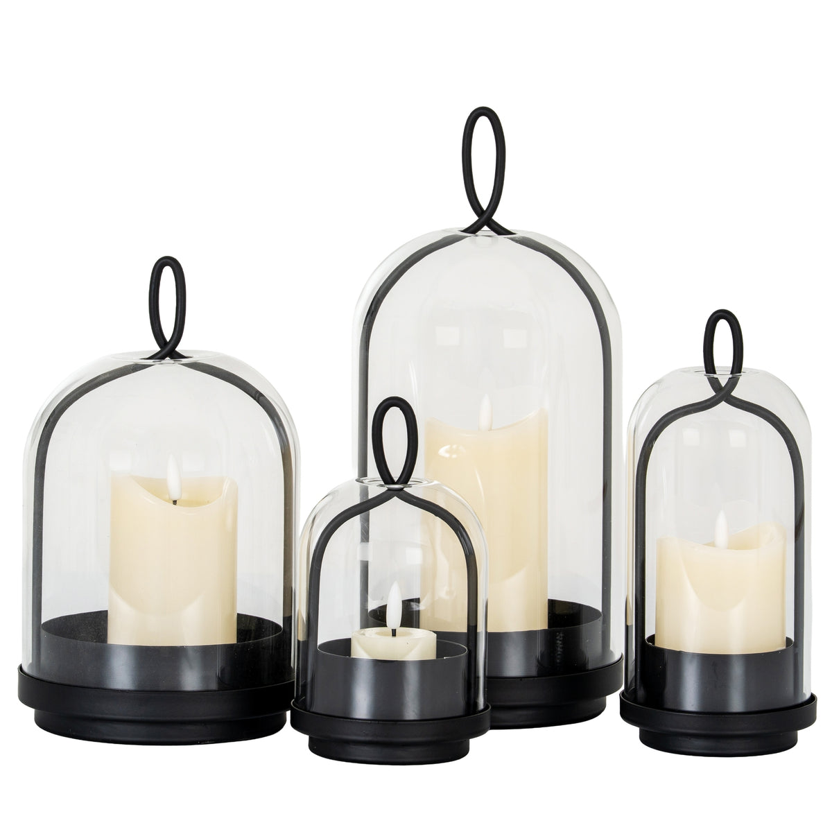 Nyx Medium Candle Holder With Glass Cloche - BLACK