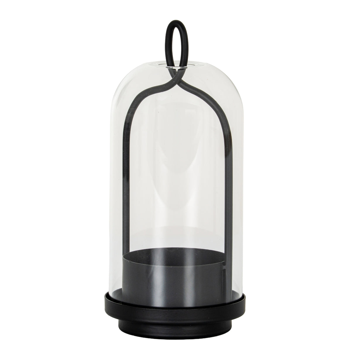 Nyx Medium Candle Holder With Glass Cloche - BLACK