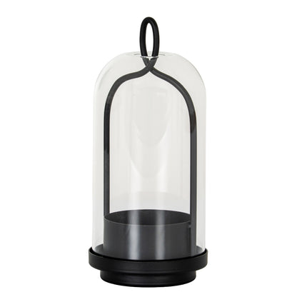 Nyx Medium Candle Holder With Glass Cloche - BLACK