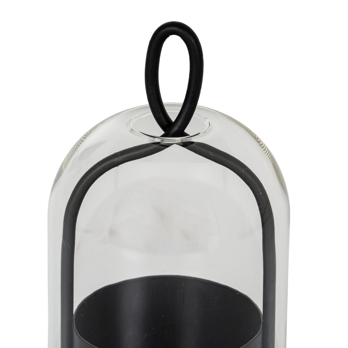 Nysa Large Candle Holder With Glass Cloche - BLACK
