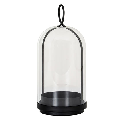 Nysa Large Candle Holder With Glass Cloche - BLACK