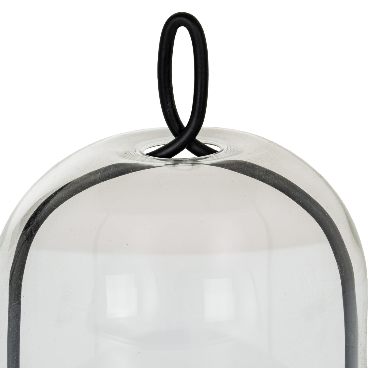 Nysa Medium Candle Holder With Glass Cloche - BLACK