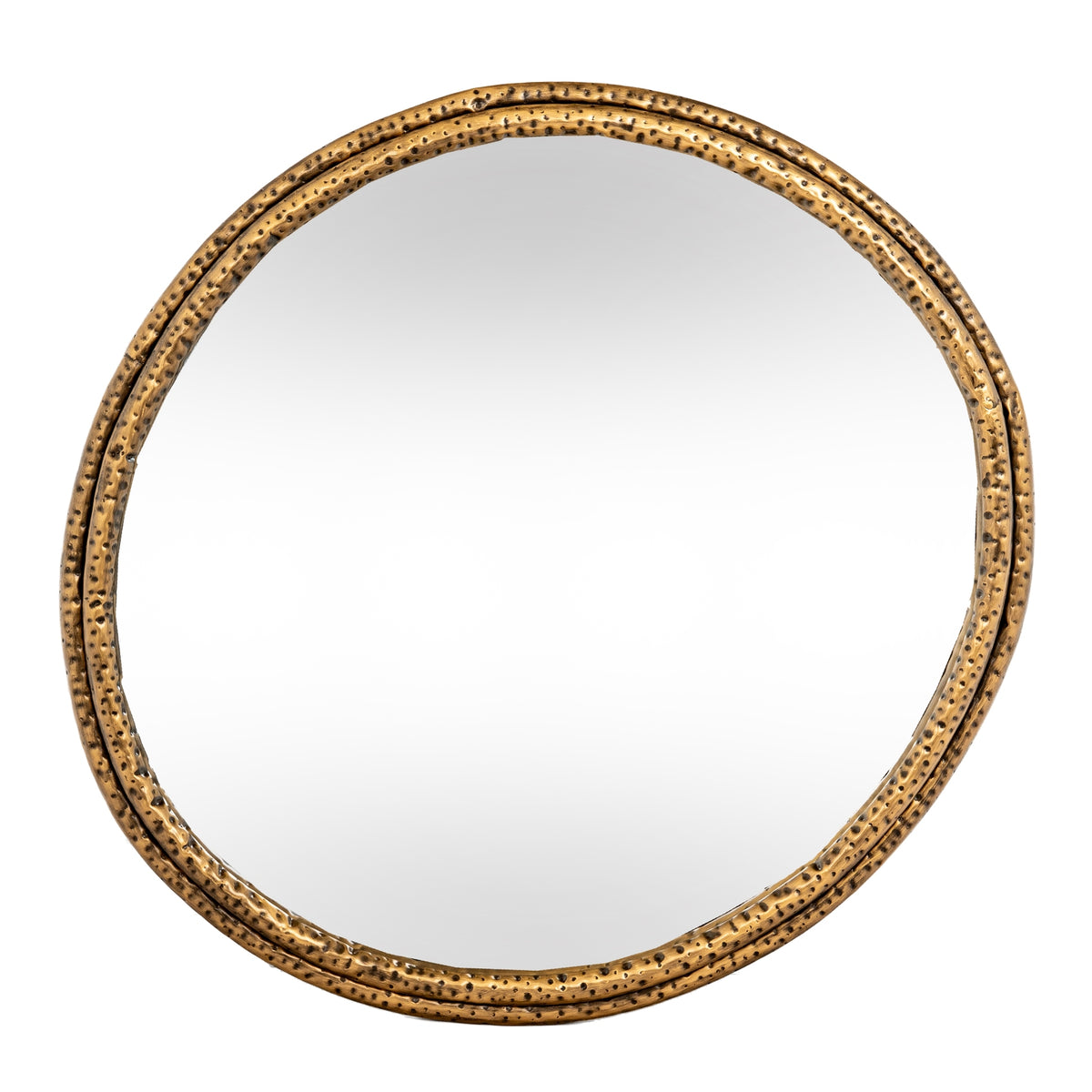 Nahla Medium Mirror With Dimpled Frame - GOLD