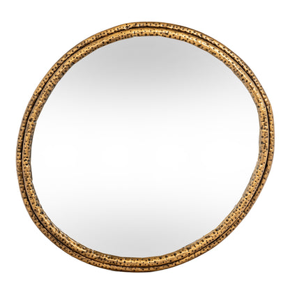 Nahla Medium Mirror With Dimpled Frame - GOLD