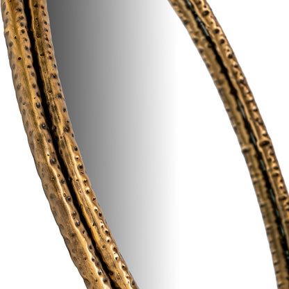 Nahla Small Mirror With Dimpled Frame - GOLD