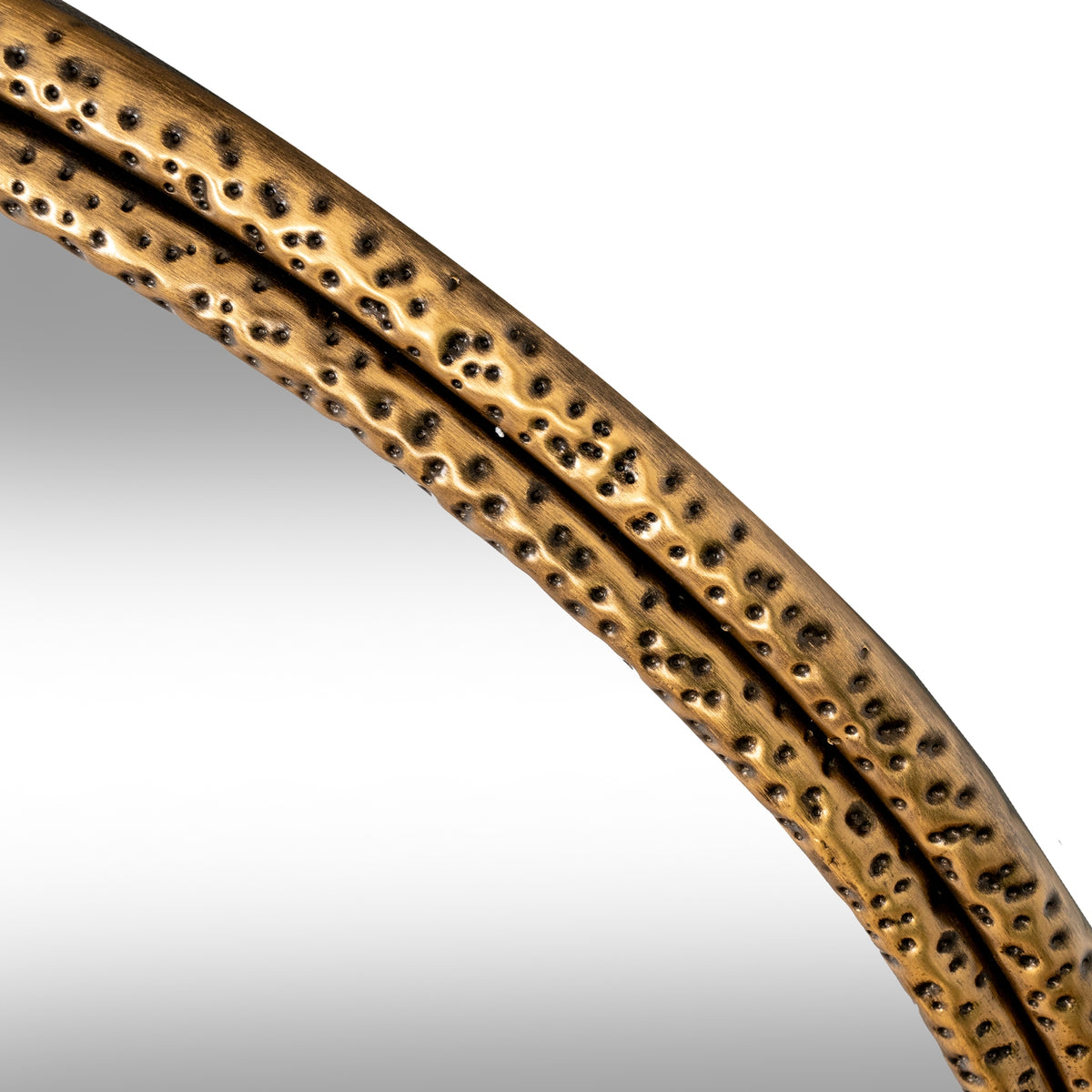 Nahla Small Mirror With Dimpled Frame - GOLD