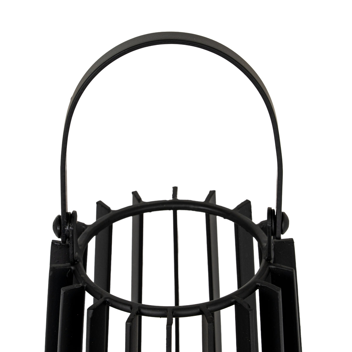 Lynk Small Lantern With Handle And Glass Candle Holder - BLACK