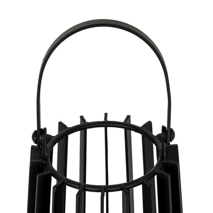 Lynk Small Lantern With Handle And Glass Candle Holder - BLACK