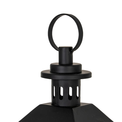 Astra Large Lantern With Glass Candle Holder - BLACK